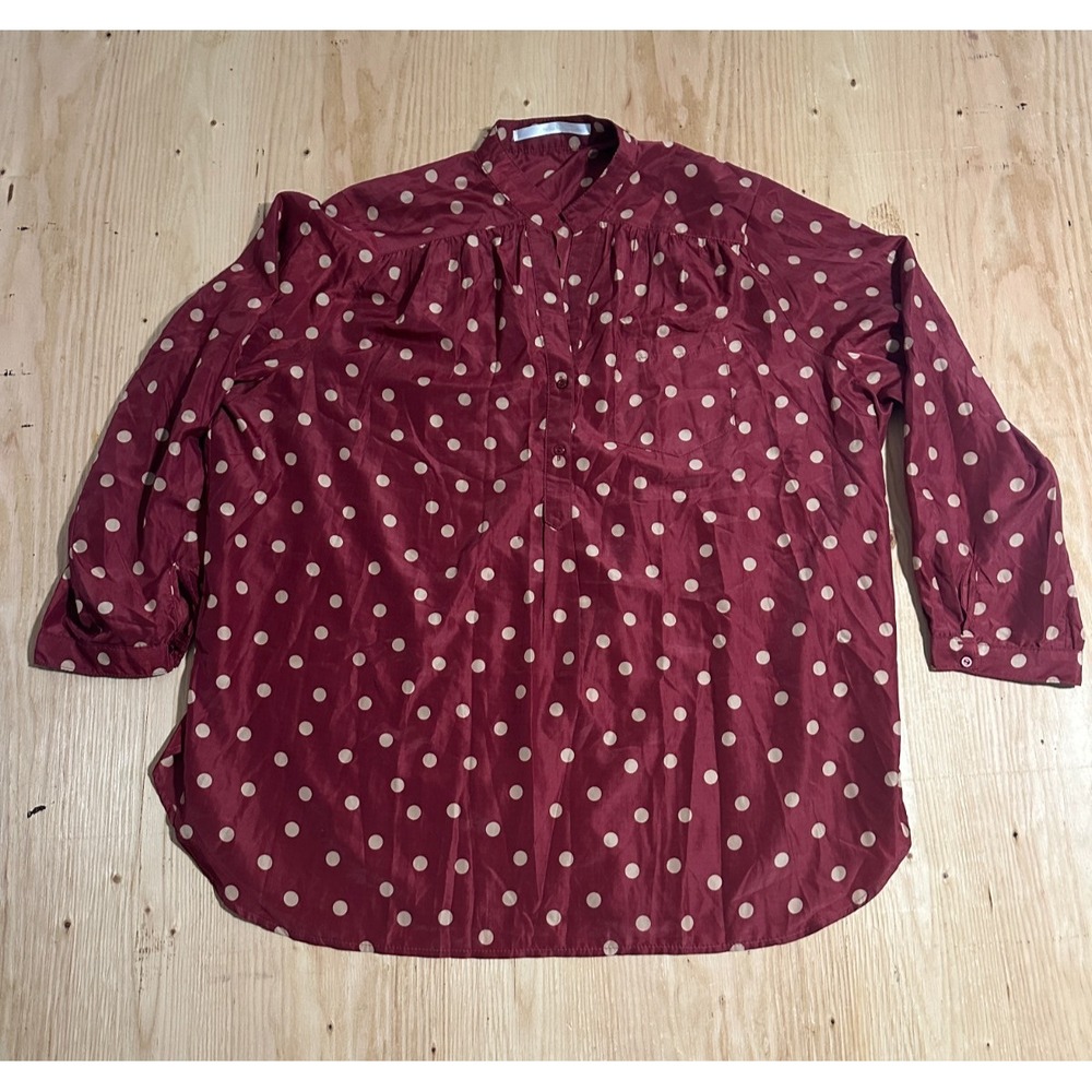 Fun2Fun Polka Dot Long Sleeve Split Neck Pullover Top Womens size 3XL